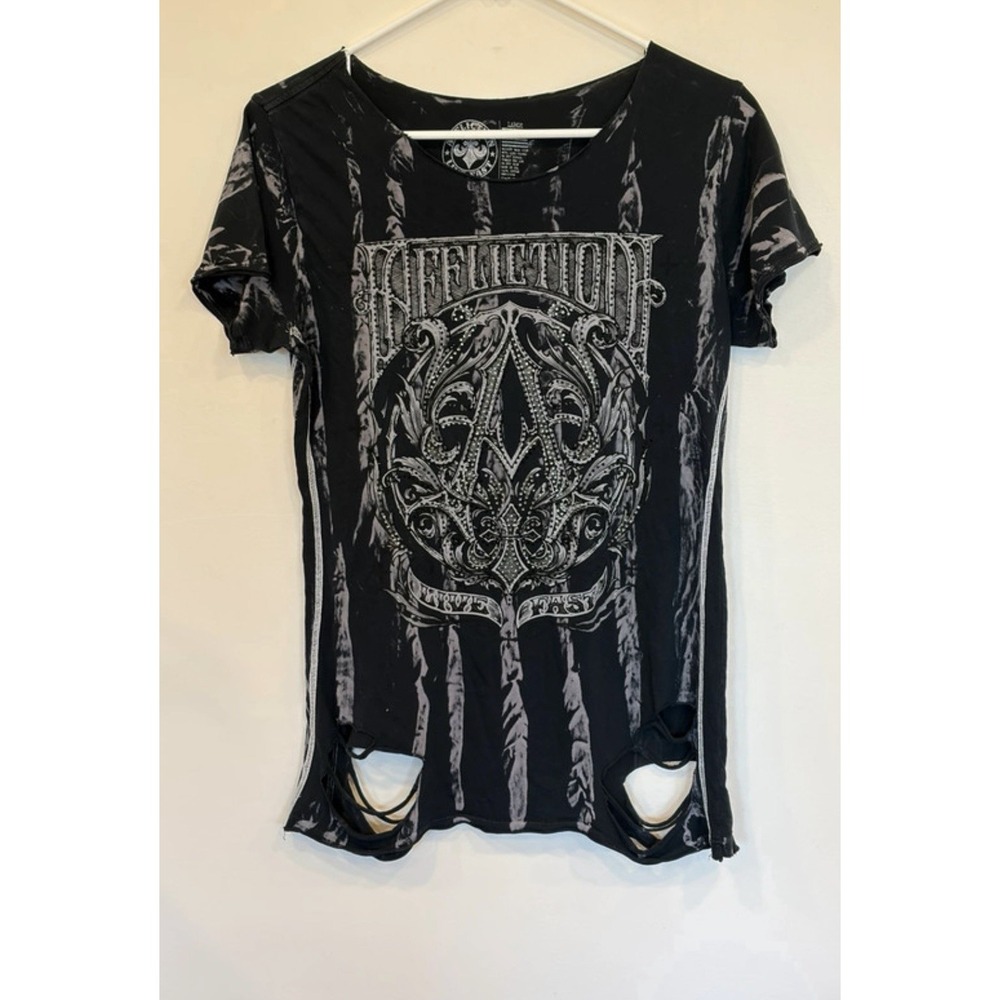 Affliction Thrash T-shirt Rhinestones Women's L Grunge MMA Style Streetwear